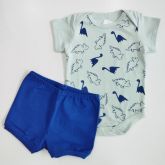 Body Manga Curta Com Short Tapa Fralda