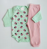 Conjunto Manga Longa Body Joaninha e Calça
