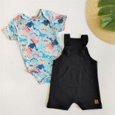Conjunto Body Malha e Jardineira