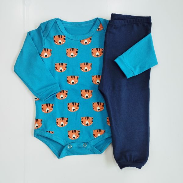 Conjunto Manga Longa Body Tigre e Calça